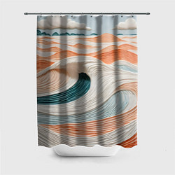 Шторка для душа Персиковые волны, цвет: 3D-принт