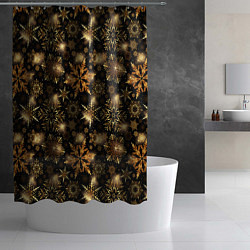 Шторка для душа Золотые снежинки, цвет: 3D-принт — фото 2