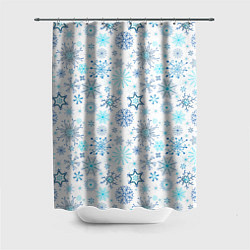 Шторка для душа Бирюзовые снежинки, цвет: 3D-принт
