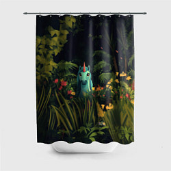 Шторка для душа Голубая единорожка, цвет: 3D-принт