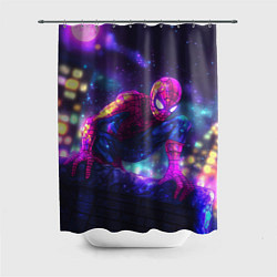 Шторка для душа Человек-паук неоновый свет, цвет: 3D-принт