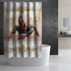 Шторка для душа Человек - паук розы и узоры, цвет: 3D-принт — фото 2