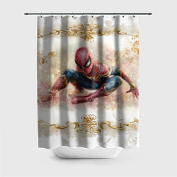 Шторка для душа Человек - паук розы и узоры, цвет: 3D-принт