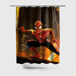 Шторка для душа Человек-паук пускает паутину, цвет: 3D-принт