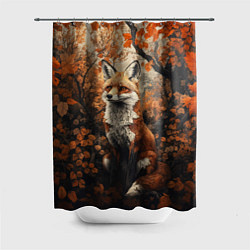 Шторка для душа Лис в лесной чаще, цвет: 3D-принт
