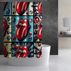 Шторка для душа Rolling Stones logo - pop art, цвет: 3D-принт — фото 2