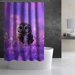 Шторка для душа Сова в фиолетовых цветах, цвет: 3D-принт — фото 2