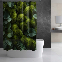Шторка для душа Зеленый мох и листья, цвет: 3D-принт — фото 2