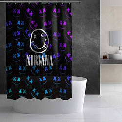 Шторка для душа Nirvana x marshmello neon, цвет: 3D-принт — фото 2