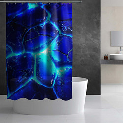 Шторка для душа Синие плиты лед, цвет: 3D-принт — фото 2