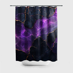 Шторка для душа Фиолетовый разлом с молниями, цвет: 3D-принт