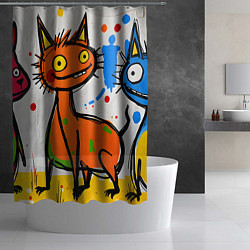 Шторка для душа Смешные зверята, цвет: 3D-принт — фото 2