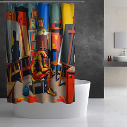 Шторка для душа Художник в мастерской, цвет: 3D-принт — фото 2