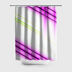 Шторка для душа Green white pink line, цвет: 3D-принт