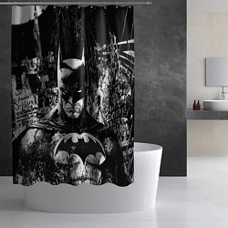 Шторка для душа Бэтмен черно-белый стиль, цвет: 3D-принт — фото 2