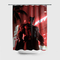 Шторка для душа Бэтмен красный ночной город, цвет: 3D-принт