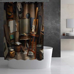 Шторка для душа Мастерская художника, цвет: 3D-принт — фото 2