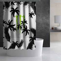 Шторка для душа Monster energy пальмы, цвет: 3D-принт — фото 2