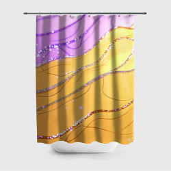 Шторка для душа Фиолетово-золотая текстура с блестяшками, цвет: 3D-принт