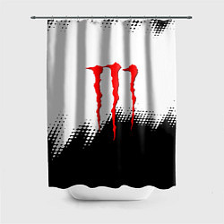 Шторка для душа Monster energy чёрно белые краски, цвет: 3D-принт