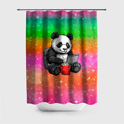 Шторка для душа Панда с кофе за ноутом, цвет: 3D-принт