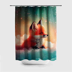 Шторка для душа Милый лисенок спит на облаке, цвет: 3D-принт