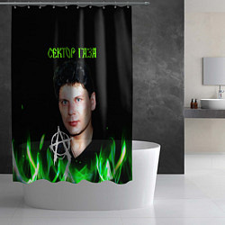 Шторка для душа Сектор газа зеленый огонь, цвет: 3D-принт — фото 2