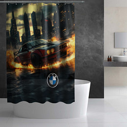 Шторка для душа BMW огненный дрифт, цвет: 3D-принт — фото 2
