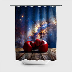 Шторка для душа Боксерские перчатки в космосе, цвет: 3D-принт