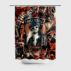 Шторка для душа Nirvana Kurt Cobain на фоне гитар, цвет: 3D-принт