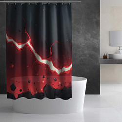 Шторка для душа Красная молния на черной текстуре, цвет: 3D-принт — фото 2