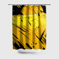 Шторка для душа Желтая краска на черном фоне, цвет: 3D-принт
