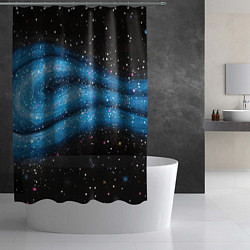 Шторка для душа Синяя абстрактная текстура на черном, цвет: 3D-принт — фото 2