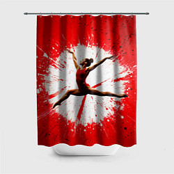 Шторка для душа Воздушная гимнастка на красном, цвет: 3D-принт