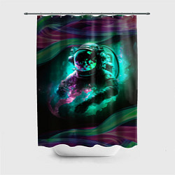 Шторка для душа Космонавт неоновая дымка, цвет: 3D-принт