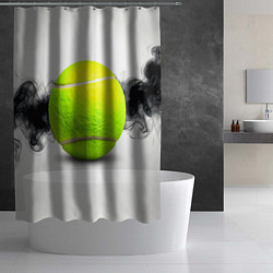 Шторка для душа Теннисный мяч и черный дым, цвет: 3D-принт — фото 2