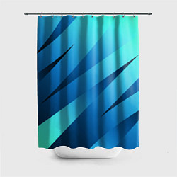 Шторка для душа Сине-голубой абстрактные полосы, цвет: 3D-принт