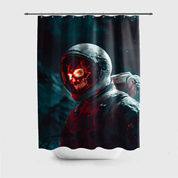 Шторка для душа Череп космонавта красного цвета, цвет: 3D-принт