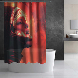 Шторка для душа Скафандр Чужого на девушке, цвет: 3D-принт — фото 2