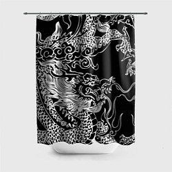 Шторка для душа Белый дракон на черном, цвет: 3D-принт
