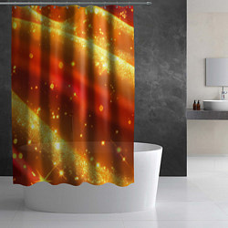 Шторка для душа Желто-красная текстура с блестяшками, цвет: 3D-принт — фото 2