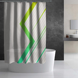 Шторка для душа Color white line green, цвет: 3D-принт — фото 2