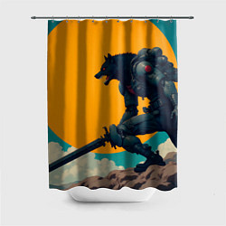 Шторка для душа Киберчеловек-волк, цвет: 3D-принт