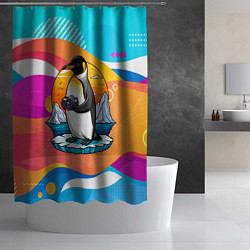 Шторка для душа Пингвин фотограф на льдине, цвет: 3D-принт — фото 2