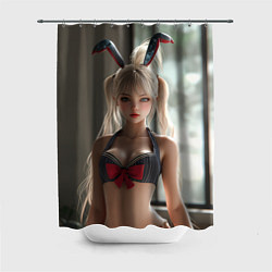 Шторка для душа Девушка блондинка с ушками зайца, цвет: 3D-принт
