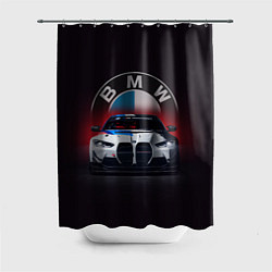 Шторка для душа BMW на красном фоне, цвет: 3D-принт