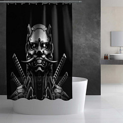 Шторка для душа Киборг ниндзя в маске демона, цвет: 3D-принт — фото 2