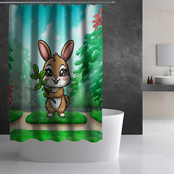 Шторка для душа Зайчик с мятой, цвет: 3D-принт — фото 2