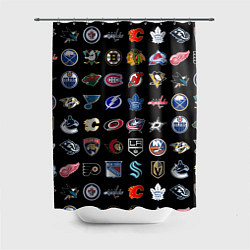 Шторка для ванной Команды НХЛ на черном фоне