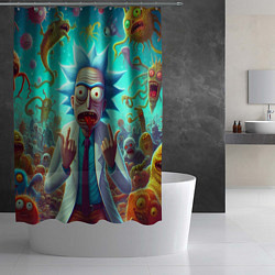 Шторка для душа Рик Санчес в окружении сказочных монстров - нейроа, цвет: 3D-принт — фото 2